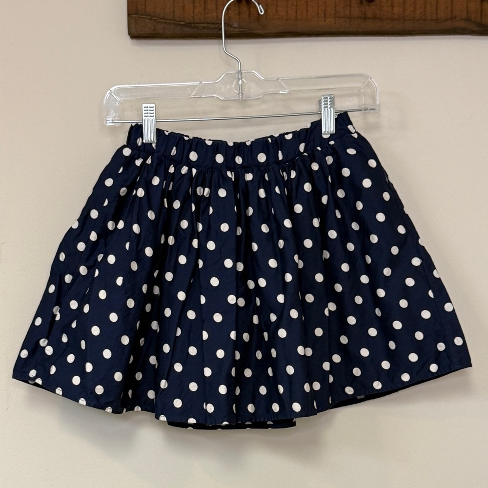 Children's Place: Girls Navy Blue / White Polka Dot Skirt, M (7 / 8)
